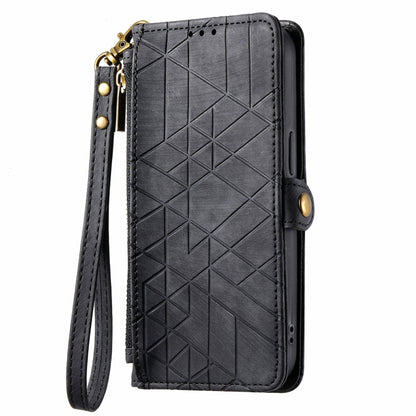 For Huawei Pura 70 Pro Geometric Zipper Wallet Side Buckle Leather Phone Case(Black) - Huawei Cases by PMC Jewellery | Online Shopping South Africa | PMC Jewellery | Buy Now Pay Later Mobicred