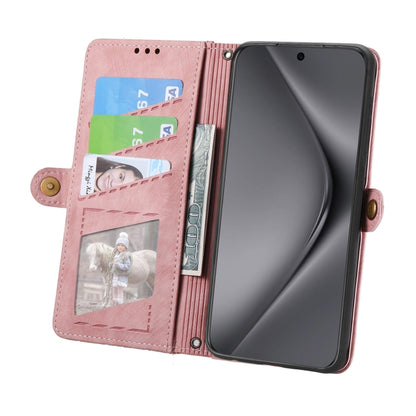 For Huawei Pura 70 Ultra Geometric Zipper Wallet Side Buckle Leather Phone Case(Pink) - Huawei Cases by PMC Jewellery | Online Shopping South Africa | PMC Jewellery | Buy Now Pay Later Mobicred