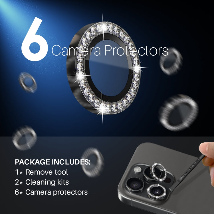 For iPhone 15 Pro / 15 Pro Max NORTHJO 2 Set 6Pcs Camera Lens Protector Diamond Metal Ring Film(Graphite) - iPhone 15 Pro Max Tempered Glass by NORTHJO | Online Shopping South Africa | PMC Jewellery | Buy Now Pay Later Mobicred