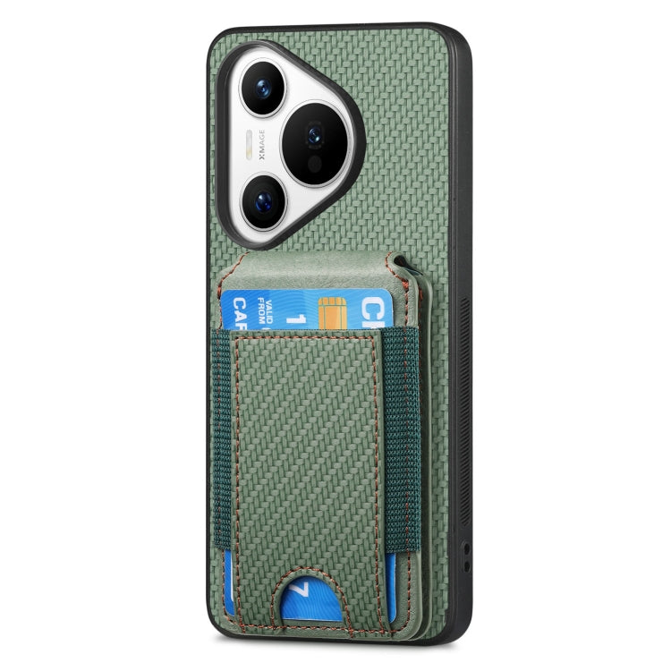 For Huawei Pura 70 Pro Carbon Fiber Vertical Flip Wallet Stand Phone Case(Green) - Huawei Cases by PMC Jewellery | Online Shopping South Africa | PMC Jewellery | Buy Now Pay Later Mobicred