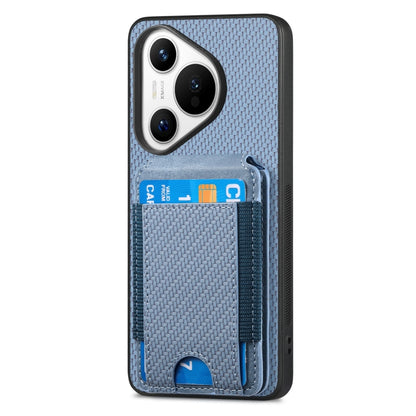 For Huawei Pura 70 Pro+ Carbon Fiber Vertical Flip Wallet Stand Phone Case(Blue) - Huawei Cases by PMC Jewellery | Online Shopping South Africa | PMC Jewellery | Buy Now Pay Later Mobicred