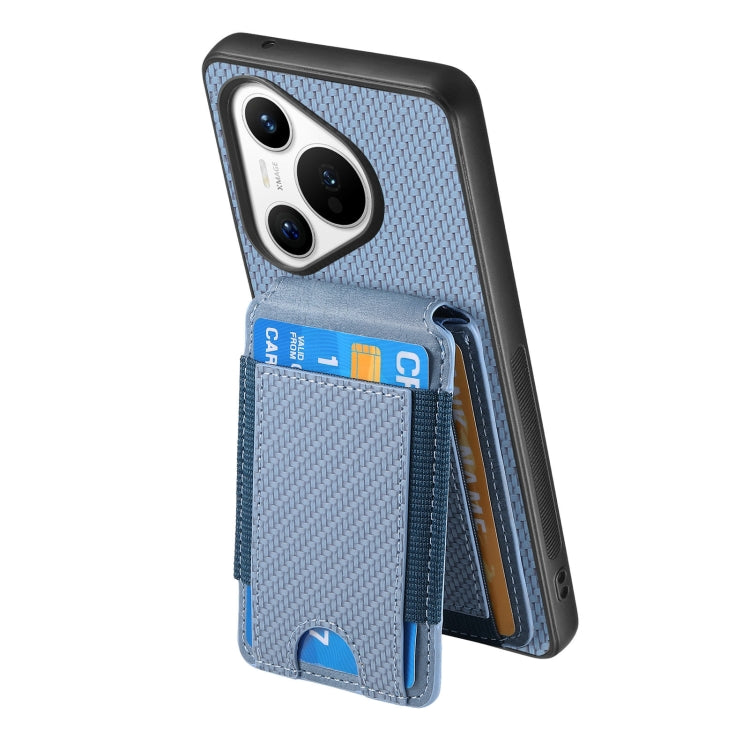 For Huawei Pura 70 Pro+ Carbon Fiber Vertical Flip Wallet Stand Phone Case(Blue) - Huawei Cases by PMC Jewellery | Online Shopping South Africa | PMC Jewellery | Buy Now Pay Later Mobicred