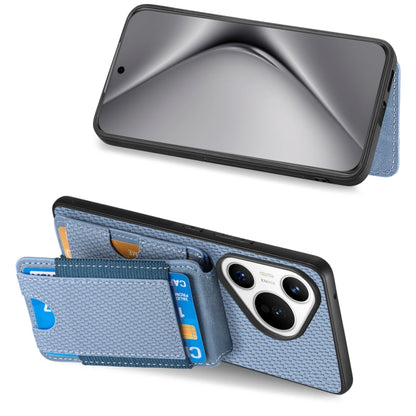 For Huawei Pura 70 Pro+ Carbon Fiber Vertical Flip Wallet Stand Phone Case(Blue) - Huawei Cases by PMC Jewellery | Online Shopping South Africa | PMC Jewellery | Buy Now Pay Later Mobicred