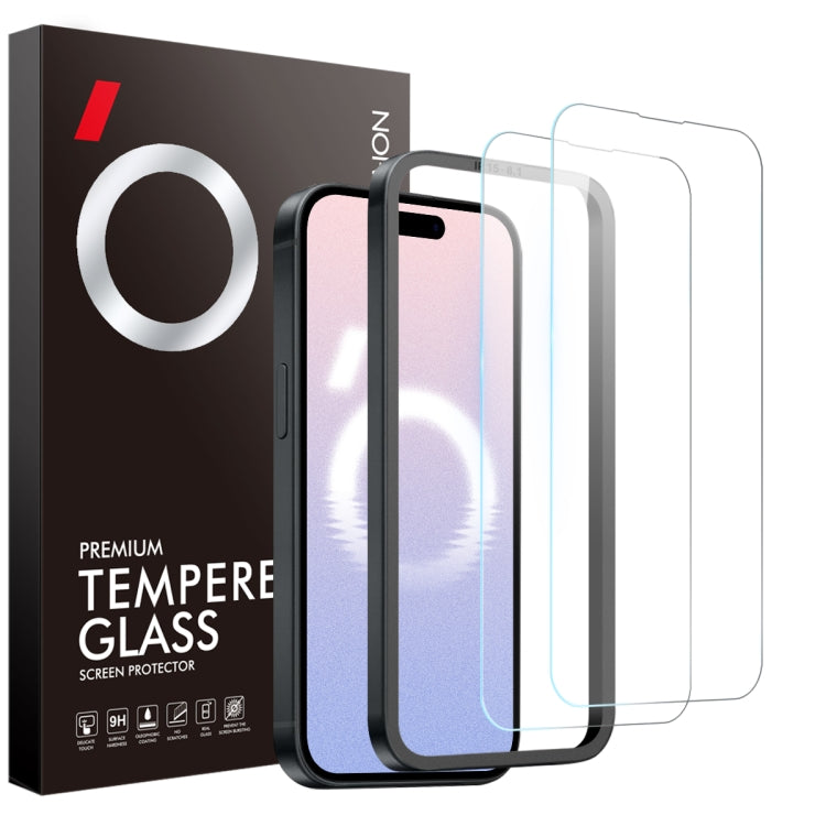 For iPhone 16 NORTHJO 2pcs A++ Screen Protector Tempered Glass Film with Installation Frame - iPhone 16 Tempered Glass by NORTHJO | Online Shopping South Africa | PMC Jewellery | Buy Now Pay Later Mobicred