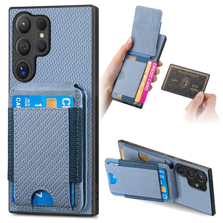 For Samsung Galaxy S24 Ultra 5G Carbon Fiber Vertical Flip Wallet Stand Phone Case(Blue) - Galaxy S24 Ultra 5G Cases by PMC Jewellery | Online Shopping South Africa | PMC Jewellery | Buy Now Pay Later Mobicred