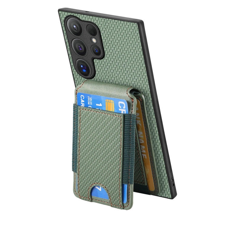 For Samsung Galaxy S24 Ultra 5G Carbon Fiber Vertical Flip Wallet Stand Phone Case(Green) - Galaxy S24 Ultra 5G Cases by PMC Jewellery | Online Shopping South Africa | PMC Jewellery | Buy Now Pay Later Mobicred