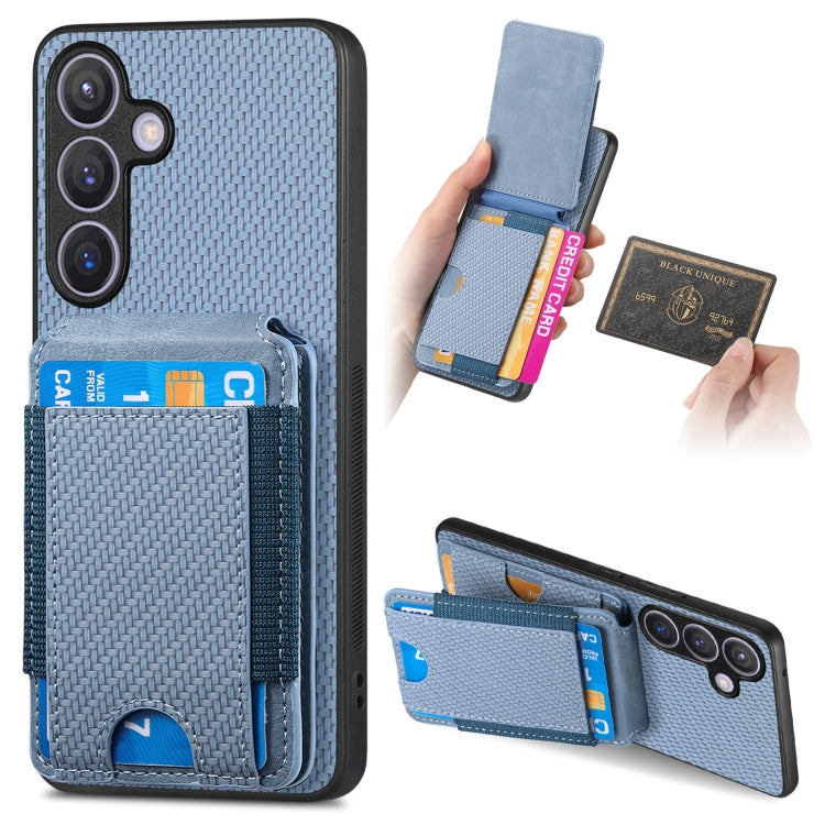 For Samsung Galaxy S24+ 5G Carbon Fiber Vertical Flip Wallet Stand Phone Case(Blue) - Galaxy S24+ 5G Cases by PMC Jewellery | Online Shopping South Africa | PMC Jewellery | Buy Now Pay Later Mobicred