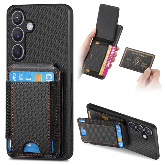 For Samsung Galaxy S24 5G Carbon Fiber Vertical Flip Wallet Stand Phone Case(Black) - Galaxy S24 5G Cases by PMC Jewellery | Online Shopping South Africa | PMC Jewellery | Buy Now Pay Later Mobicred