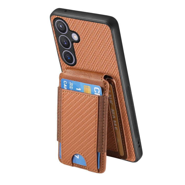 For Samsung Galaxy S24 5G Carbon Fiber Vertical Flip Wallet Stand Phone Case(Brown) - Galaxy S24 5G Cases by PMC Jewellery | Online Shopping South Africa | PMC Jewellery | Buy Now Pay Later Mobicred