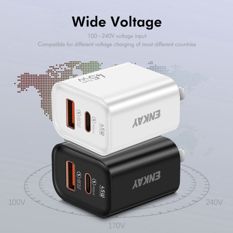 ENKAY FC-001 45W USB-A + USB-C / Type-C Dual Ports Quick Charger, US Plug(Light Green) - USB Charger by ENKAY | Online Shopping South Africa | PMC Jewellery | Buy Now Pay Later Mobicred