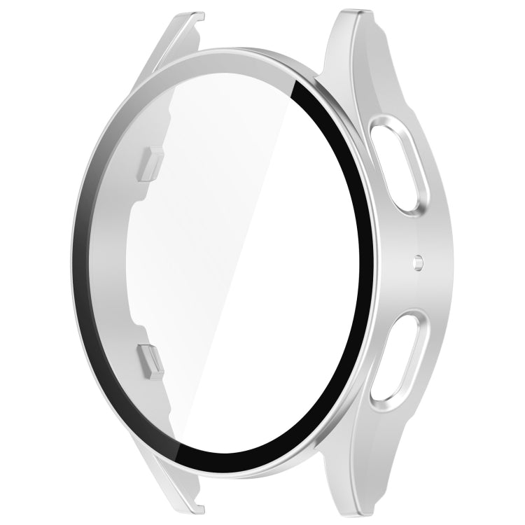 For Samsung Galaxy Watch 7 40mm PC+Tempered Film Integrated Waterproof Watch Protective Case(Silver) - Watch Cases by PMC Jewellery | Online Shopping South Africa | PMC Jewellery | Buy Now Pay Later Mobicred