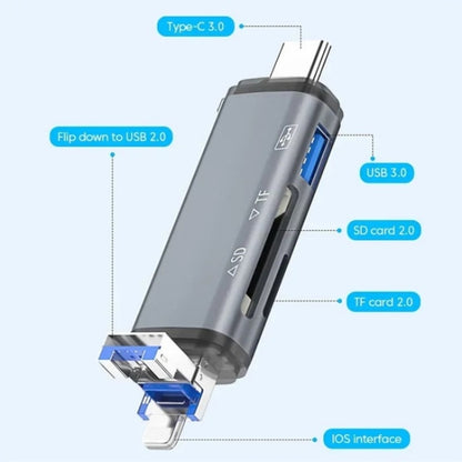 ADS-306 U-Disk Data Transfer Adapter USB / 8 Pin / Type-C Plug SD TF Card Reader - U Disk & Card Reader by PMC Jewellery | Online Shopping South Africa | PMC Jewellery | Buy Now Pay Later Mobicred