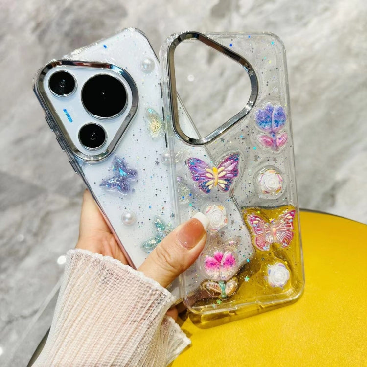 For Huawei Pura 70 3D Colorful Crystal Butterfly TPU Phone Case(Buterfly Flowers) - Huawei Cases by PMC Jewellery | Online Shopping South Africa | PMC Jewellery | Buy Now Pay Later Mobicred