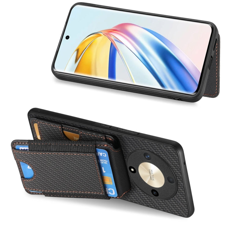 For Honor Magic6 Pro Carbon Fiber Vertical Flip Wallet Stand Phone Case(Black) - Honor Cases by PMC Jewellery | Online Shopping South Africa | PMC Jewellery | Buy Now Pay Later Mobicred