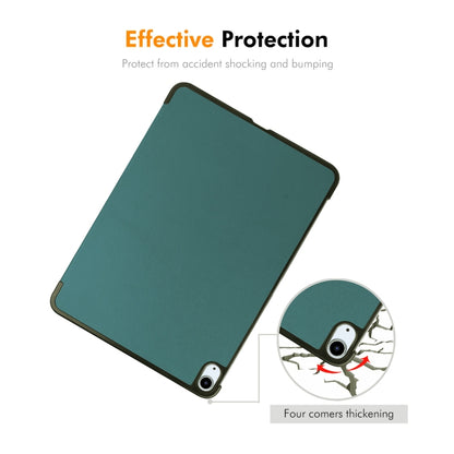 For iPad Air 13 2024 ENKAY Tri-fold Custer Texture Platic Leather Smart Tablet Case(Dark Green) - iPad Air 13 2024 Cases by ENKAY | Online Shopping South Africa | PMC Jewellery | Buy Now Pay Later Mobicred