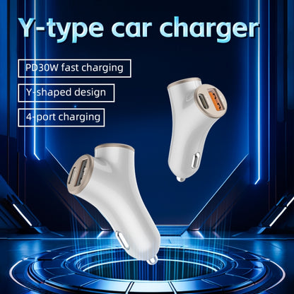 A2 2 USB + 2 Type-C Phone Fast Charging Power Adapter 78W Y-Shaped Car Charger(Black) - Car Charger by PMC Jewellery | Online Shopping South Africa | PMC Jewellery | Buy Now Pay Later Mobicred