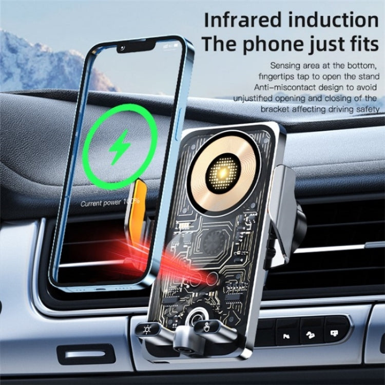 C1 Car Wireless 66W Fast Charger Phone Holder Infrared Sensor Punk Style(Silver) - Car Charger by PMC Jewellery | Online Shopping South Africa | PMC Jewellery | Buy Now Pay Later Mobicred