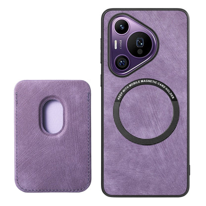 For Huawei Pura 70 Pro+ Retro Leather Card Bag Magnetic Phone Case(Purple) - Huawei Cases by PMC Jewellery | Online Shopping South Africa | PMC Jewellery | Buy Now Pay Later Mobicred