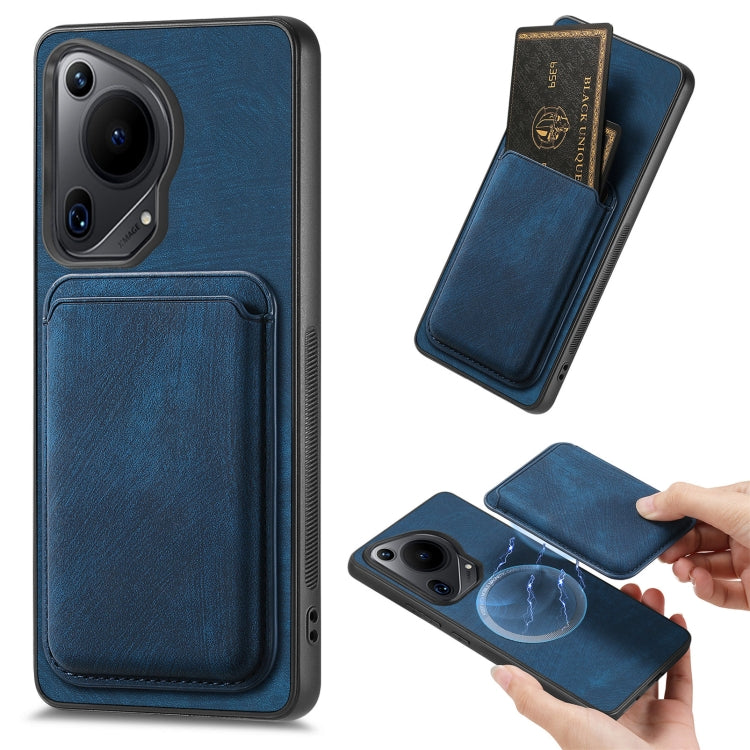 For Huawei Pura 70 Ultra Retro Leather Card Bag Magnetic Phone Case(Blue) - Huawei Cases by PMC Jewellery | Online Shopping South Africa | PMC Jewellery | Buy Now Pay Later Mobicred