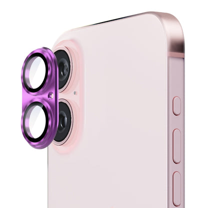 For iPhone 16 / 16 Plus ENKAY Aluminium Alloy Tempered Glass Lens Cover Film(Purple) - iPhone 16 Plus Tempered Glass by ENKAY | Online Shopping South Africa | PMC Jewellery | Buy Now Pay Later Mobicred