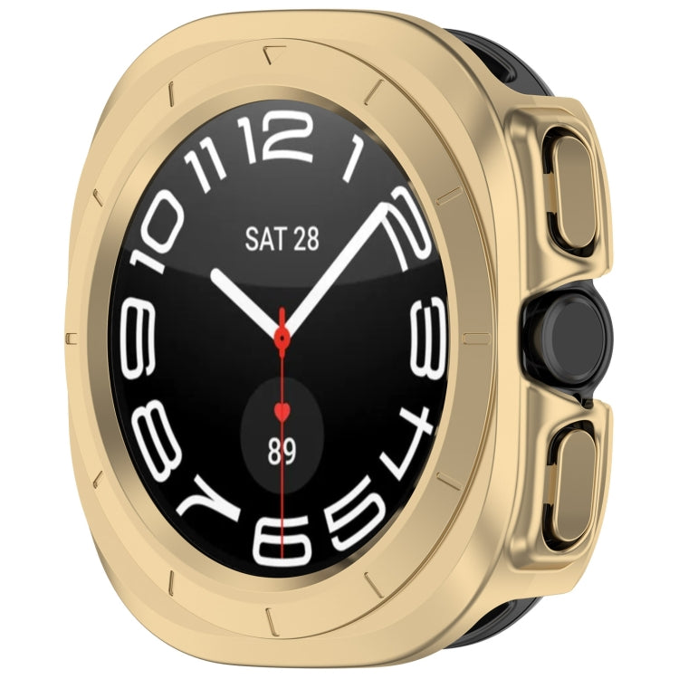 For Samsung Galaxy Watch Ultra 47mm Half Coverage Hollowed PC Watch Protective Case(Champagne) - Watch Cases by PMC Jewellery | Online Shopping South Africa | PMC Jewellery | Buy Now Pay Later Mobicred