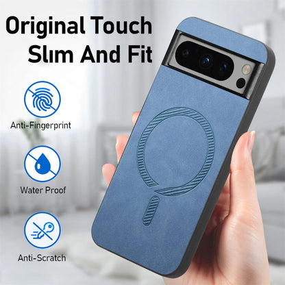 For Google Pixel 9 / 9 Pro Retro Magsafe Magnetic PU Back Cover Phone Case(Blue) - Google Cases by PMC Jewellery | Online Shopping South Africa | PMC Jewellery | Buy Now Pay Later Mobicred