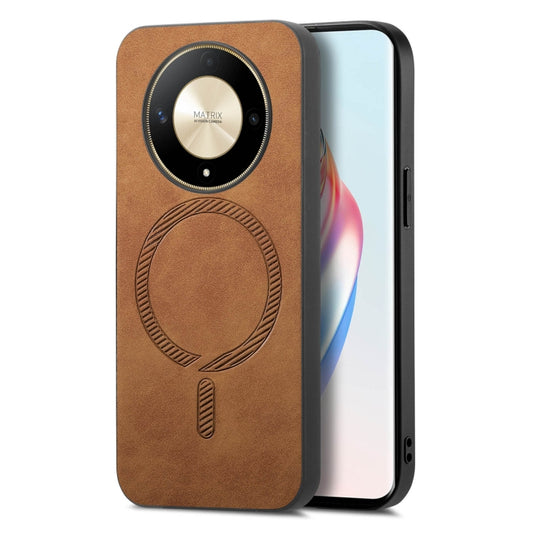 For Honor Magic6 Pro 5G Retro Magsafe Magnetic PU Back Cover Phone Case(Brown) - Honor Cases by PMC Jewellery | Online Shopping South Africa | PMC Jewellery | Buy Now Pay Later Mobicred