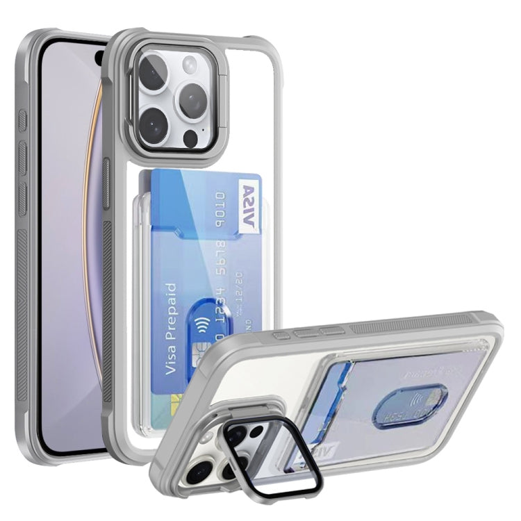 For iPhone 16 Pro Max Card Bag Holder Acrylic Hybrid TPU Phone Case(White) - iPhone 16 Pro Max Cases by PMC Jewellery | Online Shopping South Africa | PMC Jewellery | Buy Now Pay Later Mobicred