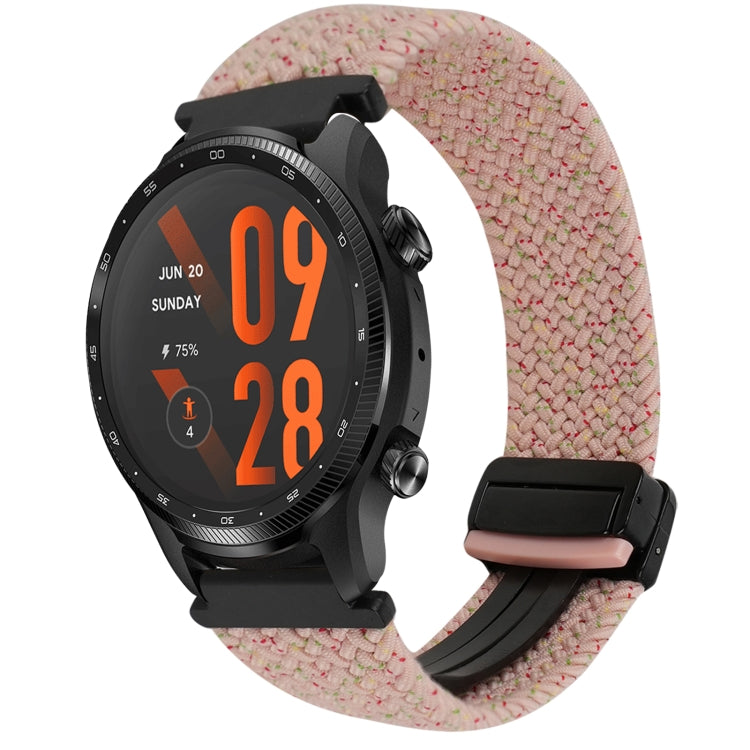 For Ticwatch Pro 3 Ultra 22mm Magnetic Buckle Braided Watch Band(Pink Color) - Watch Bands by PMC Jewellery | Online Shopping South Africa | PMC Jewellery | Buy Now Pay Later Mobicred