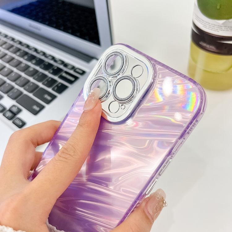 For iPhone 16 Pro Plating Glitter Texture TPU Phone Case with Lens Film(Purple Feather Yarn) - iPhone 16 Pro Cases by PMC Jewellery | Online Shopping South Africa | PMC Jewellery | Buy Now Pay Later Mobicred