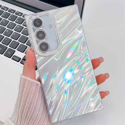 For Samsung Galaxy S25+ 5G Plating Glitter Texture TPU Phone Case with Lens Film(White Water Ripples) - Galaxy S25+ 5G Cases by PMC Jewellery | Online Shopping South Africa | PMC Jewellery | Buy Now Pay Later Mobicred