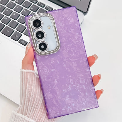 For Samsung Galaxy S25+ 5G Plating Glitter Texture TPU Phone Case with Lens Film(Purple Shell Pattern) - Galaxy S25+ 5G Cases by PMC Jewellery | Online Shopping South Africa | PMC Jewellery | Buy Now Pay Later Mobicred