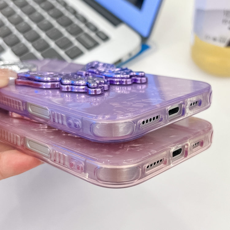 For iPhone 16 Pro Max Plating Glitter Texture Butterfly Holder TPU Phone Case with Lens Film(White Water Ripples) - iPhone 16 Pro Max Cases by PMC Jewellery | Online Shopping South Africa | PMC Jewellery | Buy Now Pay Later Mobicred