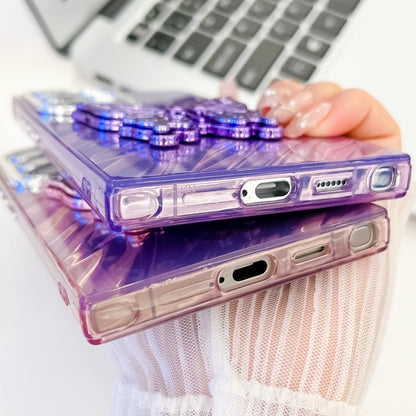 For Samsung Galaxy S25+ 5G Plating Glitter Texture Butterfly Holder TPU Phone Case with Lens Film(Purple Water Ripples) - Galaxy S25+ 5G Cases by PMC Jewellery | Online Shopping South Africa | PMC Jewellery | Buy Now Pay Later Mobicred