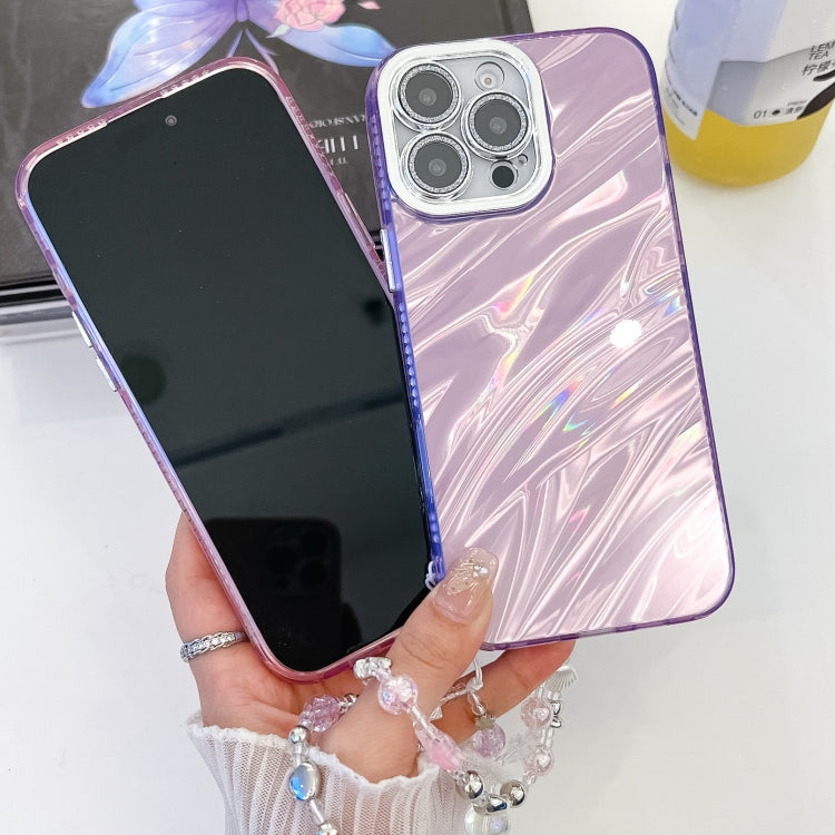 For iPhone 16 Pro Max Plating Glitter Texture Chain Wristband TPU Phone Case with Lens Film(White Water Ripples) - iPhone 16 Pro Max Cases by PMC Jewellery | Online Shopping South Africa | PMC Jewellery | Buy Now Pay Later Mobicred