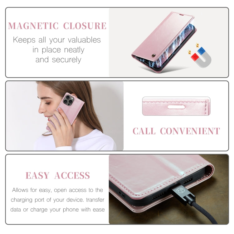 For iPhone 16 Pro Max CaseMe 003 Crazy Horse Texture Flip Leather Phone Case(Pink) - iPhone 16 Pro Max Cases by CaseMe | Online Shopping South Africa | PMC Jewellery | Buy Now Pay Later Mobicred