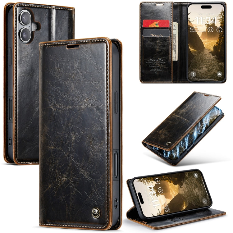 For iPhone 16 CaseMe 003 Crazy Horse Texture Flip Leather Phone Case(Coffee) - iPhone 16 Cases by CaseMe | Online Shopping South Africa | PMC Jewellery | Buy Now Pay Later Mobicred