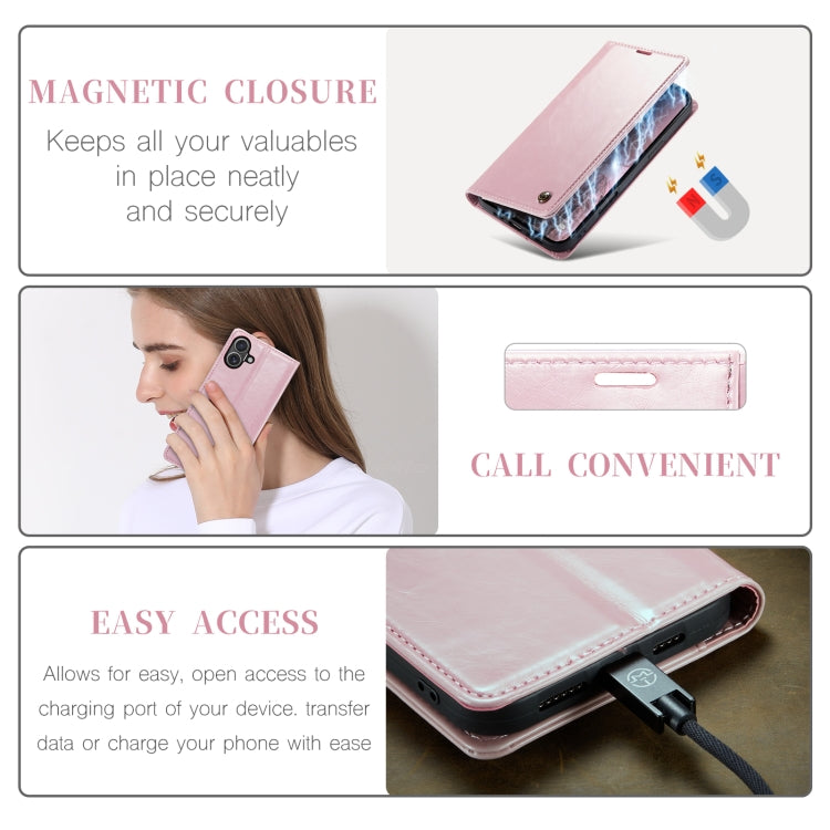 For iPhone 16 Plus CaseMe 003 Crazy Horse Texture Flip Leather Phone Case(Pink) - iPhone 16 Plus Cases by CaseMe | Online Shopping South Africa | PMC Jewellery | Buy Now Pay Later Mobicred