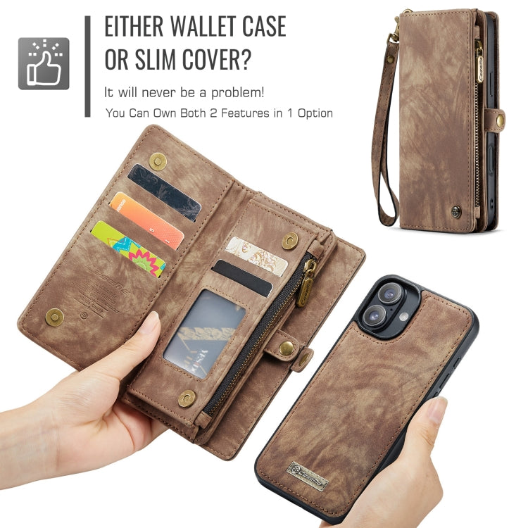 For iPhone 16 CaseMe 008 Detachable Multifunctional Leather Phone Case(Brown) - iPhone 16 Cases by CaseMe | Online Shopping South Africa | PMC Jewellery | Buy Now Pay Later Mobicred