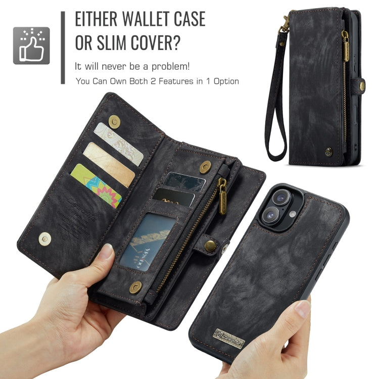 For iPhone 16 Plus CaseMe 008 Detachable Multifunctional Leather Phone Case(Black) - iPhone 16 Plus Cases by CaseMe | Online Shopping South Africa | PMC Jewellery | Buy Now Pay Later Mobicred