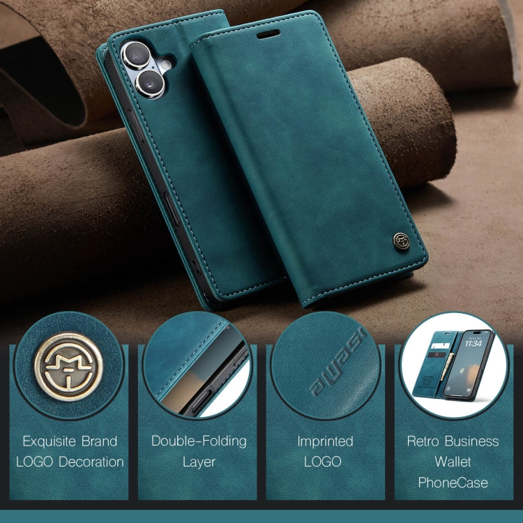 For iPhone 16 Plus CaseMe 013 Multifunctional Horizontal Flip Leather Phone Case(Blue) - iPhone 16 Plus Cases by CaseMe | Online Shopping South Africa | PMC Jewellery | Buy Now Pay Later Mobicred