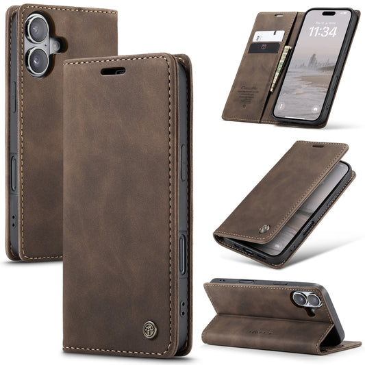 For iPhone 16 CaseMe 013 Multifunctional Horizontal Flip Leather Phone Case(Coffee) - iPhone 16 Cases by CaseMe | Online Shopping South Africa | PMC Jewellery | Buy Now Pay Later Mobicred