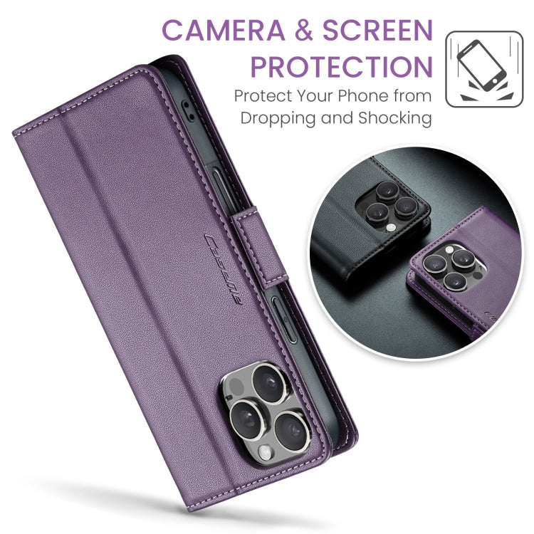 For iPhone 16 Pro CaseMe 023 Butterfly Buckle Litchi Texture RFID Anti-theft Leather Phone Case(Purple) - iPhone 16 Pro Cases by CaseMe | Online Shopping South Africa | PMC Jewellery | Buy Now Pay Later Mobicred