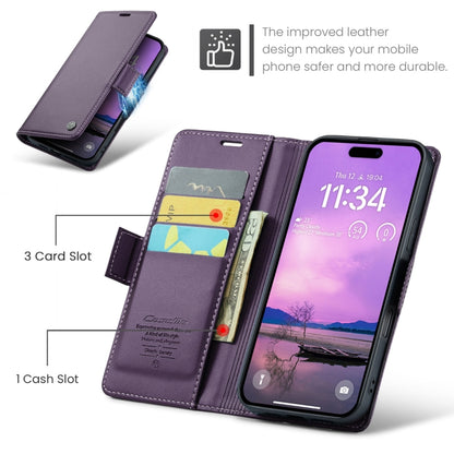 For iPhone 16 Plus CaseMe 023 Butterfly Buckle Litchi Texture RFID Anti-theft Leather Phone Case(Purple) - iPhone 16 Plus Cases by CaseMe | Online Shopping South Africa | PMC Jewellery | Buy Now Pay Later Mobicred