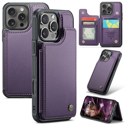 For iPhone 16 Pro CaseMe C22 Card Slots Holder RFID Anti-theft Phone Case(Purple) - iPhone 16 Pro Cases by CaseMe | Online Shopping South Africa | PMC Jewellery | Buy Now Pay Later Mobicred