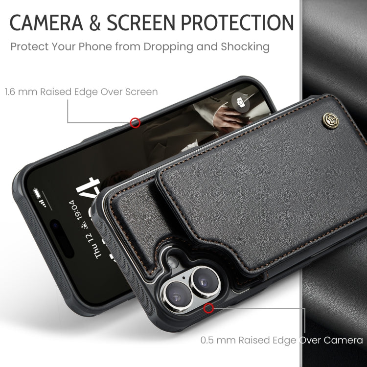 For iPhone 16 CaseMe C22 Card Slots Holder RFID Anti-theft Phone Case(Black) - iPhone 16 Cases by CaseMe | Online Shopping South Africa | PMC Jewellery | Buy Now Pay Later Mobicred