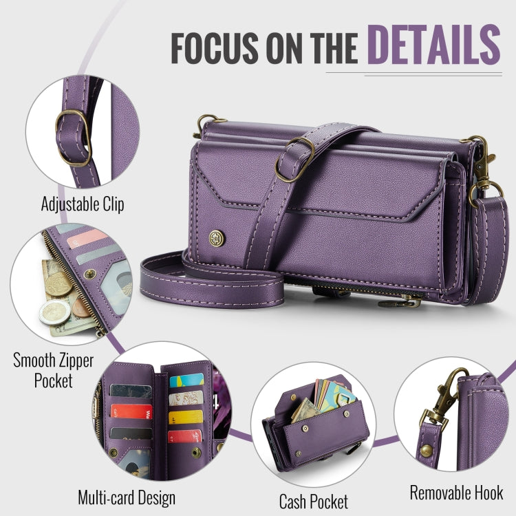 For iPhone 16 Pro Max CaseMe C36 Card Slots Zipper Wallet RFID Anti-theft Leather Phone Case(Purple) - iPhone 16 Pro Max Cases by CaseMe | Online Shopping South Africa | PMC Jewellery | Buy Now Pay Later Mobicred