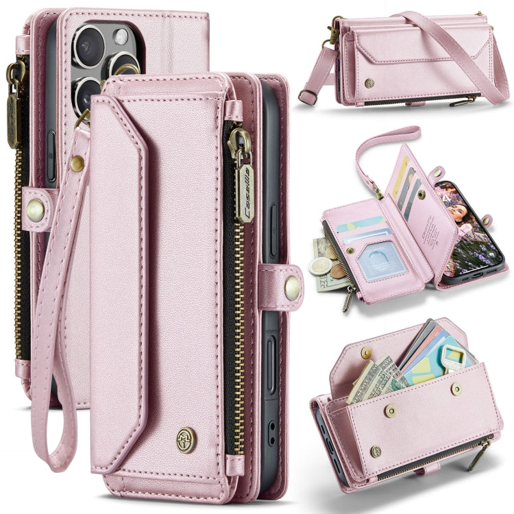 For iPhone 16 Pro CaseMe C36 Card Slots Zipper Wallet RFID Anti-theft Leather Phone Case(Pink) - iPhone 16 Pro Cases by CaseMe | Online Shopping South Africa | PMC Jewellery | Buy Now Pay Later Mobicred