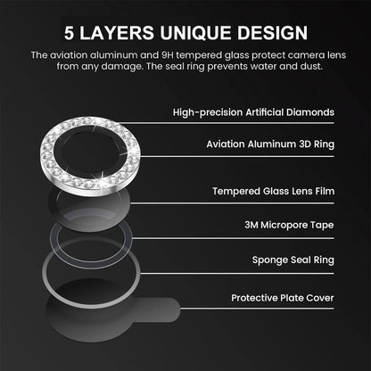 For iPhone 16 / 16 Plus ENKAY AR Anti-reflection Individual Diamond Ring Camera Lens Glass Full Film(Golden) - iPhone 16 Plus Tempered Glass by ENKAY | Online Shopping South Africa | PMC Jewellery | Buy Now Pay Later Mobicred