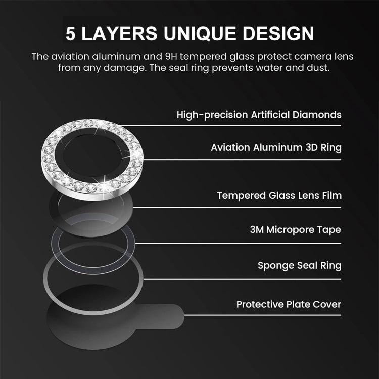 For iPhone 16 Pro / 16 Pro Max ENKAY AR Anti-reflection Individual Diamond Ring Camera Lens Glass Full Film(Black) - iPhone 16 Pro Max Tempered Glass by ENKAY | Online Shopping South Africa | PMC Jewellery | Buy Now Pay Later Mobicred